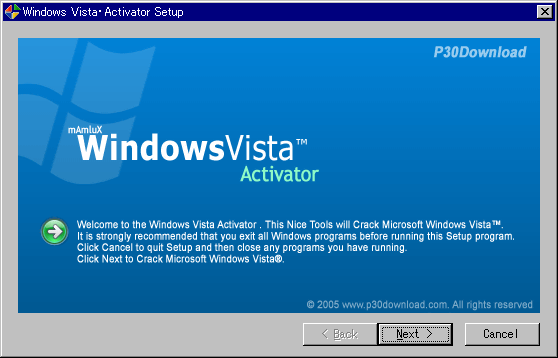 crack activation windows vista