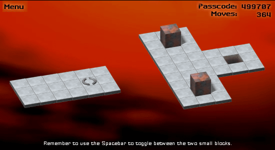 The game Bloxorz rolls so that the rectangular parallelepiped is