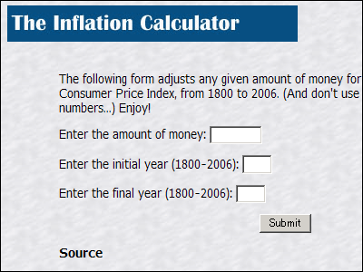 任意の年のドルの価値を計算できる The Inflation Calculator Gigazine