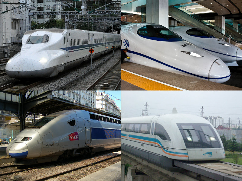 Various kinds of high-speed railroads in the world such as 