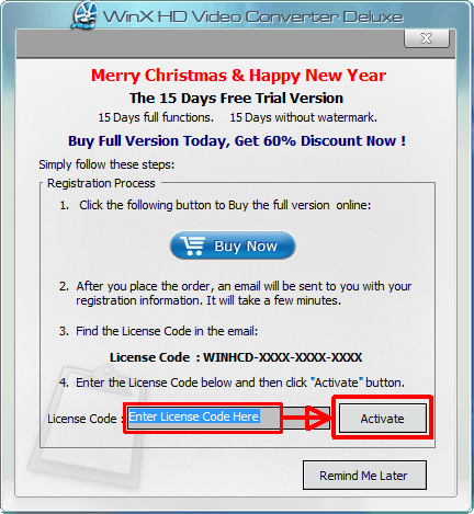 WinX HD Video Converter Deluxe Free License Key