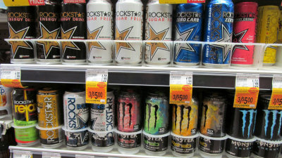 A large number of American energy drinks that you can feel the