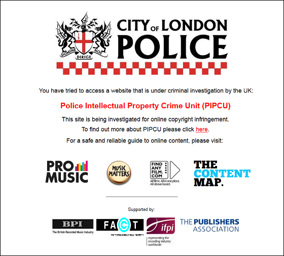 The Proxy Bay is offline following City Of London Police's recent  intervention