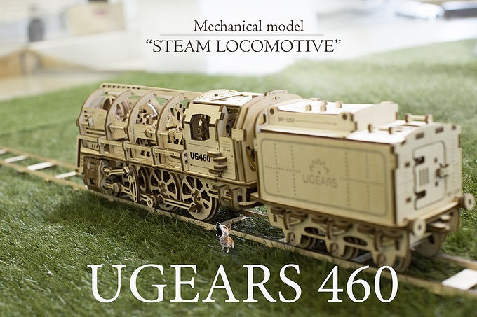 Ugears Mechanical Model  V-Express Steam Train with Tender wooden  construction kit