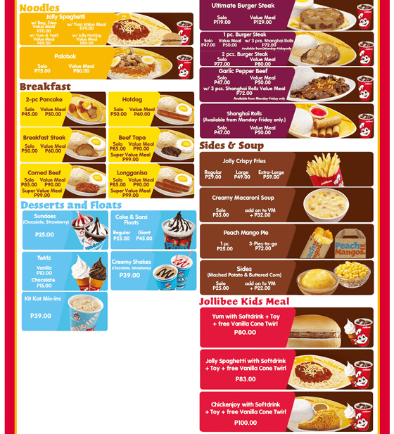 Jollibee deals breakfast meal