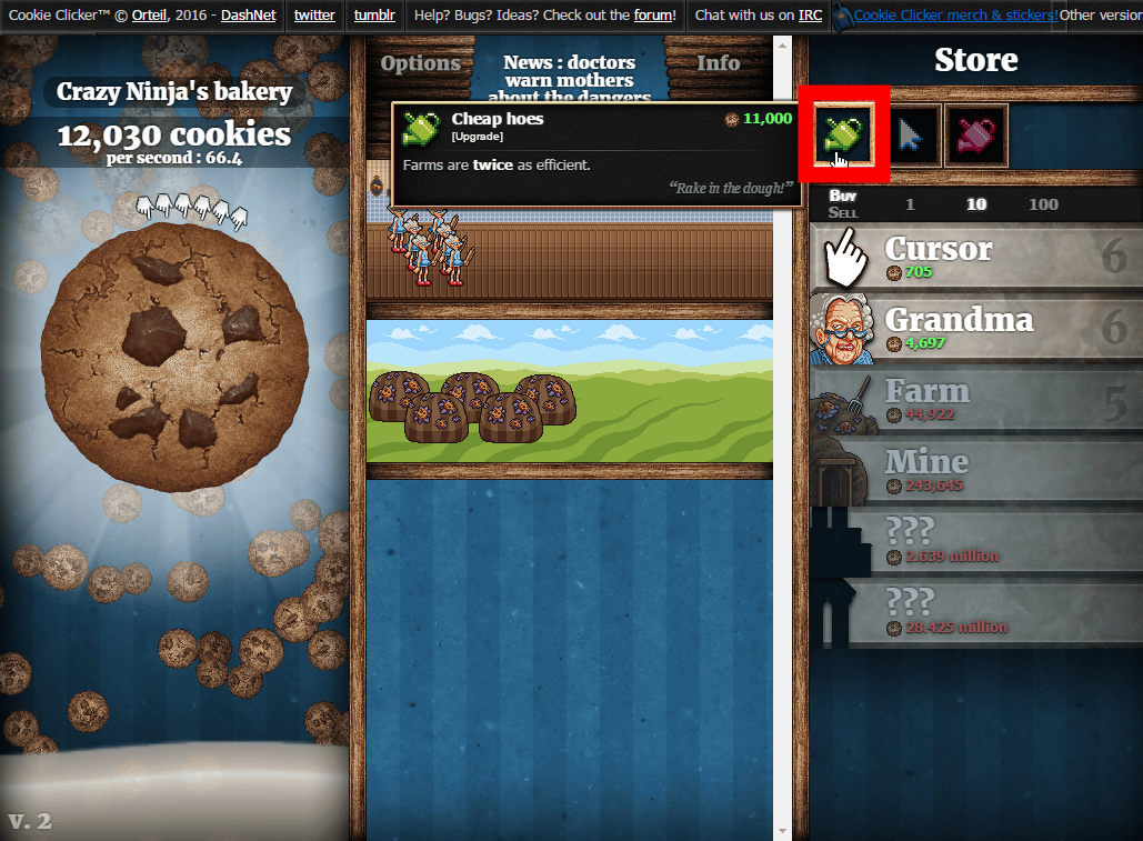 Play COOKIE CLICKER: THE FIRST VERSION / TIC-80