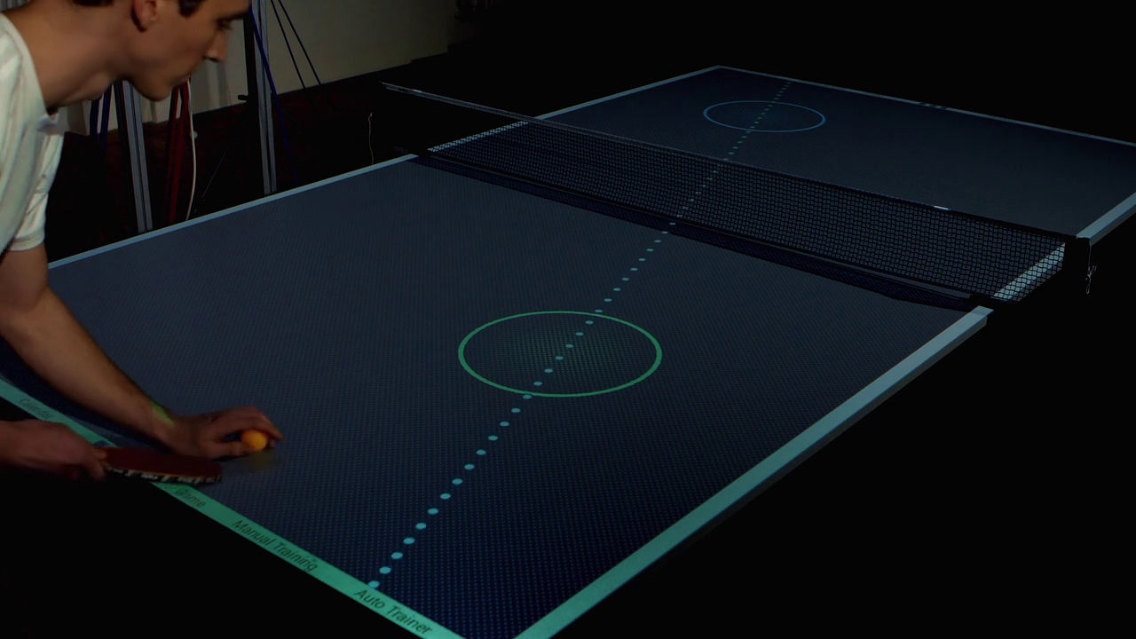 anime girl playing ping pong in a ping pong court. generative ai