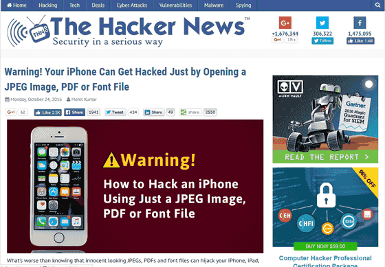 Warning! Your iPhone Can Get Hacked Just by Opening a JPEG Image, PDF or  Font File