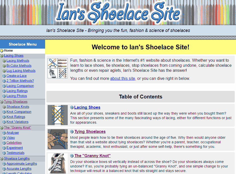 Ian's Shoelace Site \