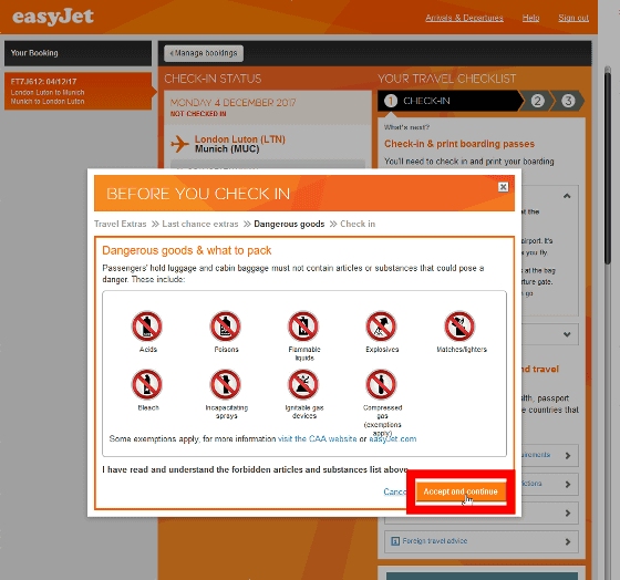 easyjet restricted items