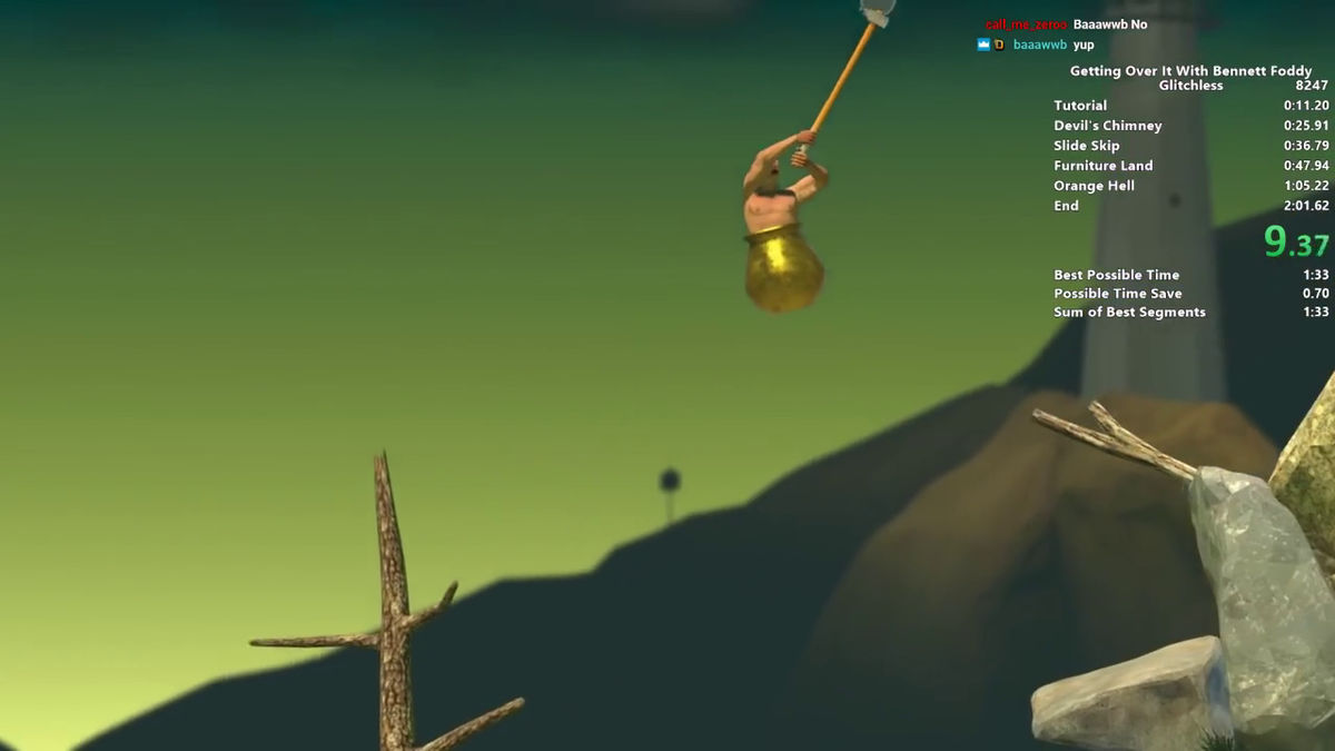 The movie which clears the super difficulty game 'Getting Over It With  Bennett Foddy' that the urn man climbs at the explosion speed of 49 seconds  is amazing - GIGAZINE