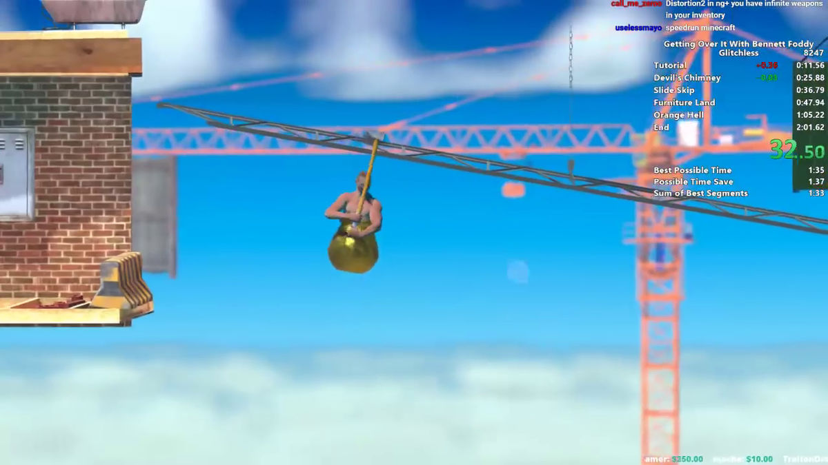 The movie which clears the super difficulty game 'Getting Over It With  Bennett Foddy' that the urn man climbs at the explosion speed of 49 seconds  is amazing - GIGAZINE