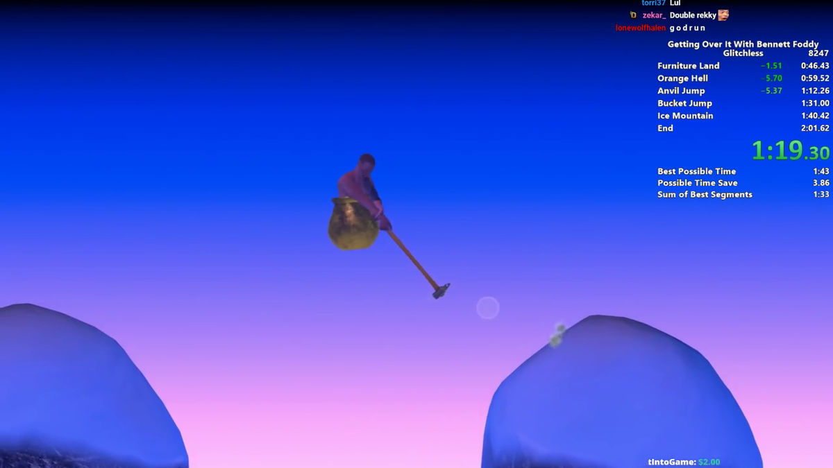 The movie which clears the super difficulty game 'Getting Over It With  Bennett Foddy' that the urn man climbs at the explosion speed of 49 seconds  is amazing - GIGAZINE