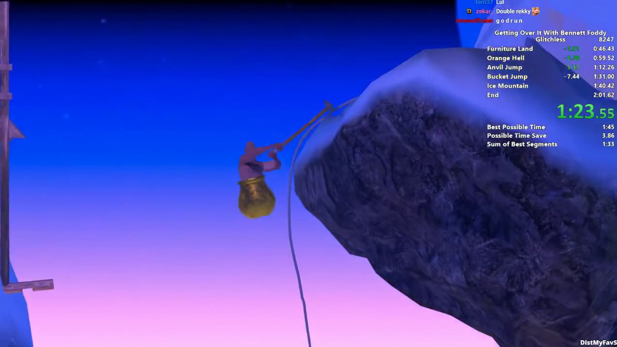 The movie which clears the super difficulty game 'Getting Over It With  Bennett Foddy' that the urn man climbs at the explosion speed of 49 seconds  is amazing - GIGAZINE