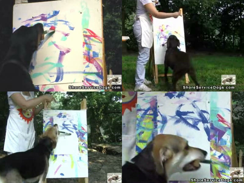 絵を描けるぐらいよく訓練された犬のムービー Gigazine