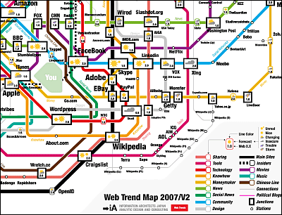 ネットの有名サイトを地下鉄路線図風にした Web Trend Map 07 Version 2 0 Gigazine