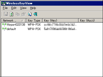 無線lanのwep Wpaキーを表示するフリーソフト Wirelesskeyview Gigazine