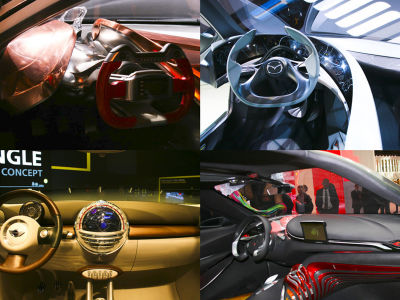 08年のパリモーターショーで発表された車の近未来的デザインな車のダッシュボード Gigazine