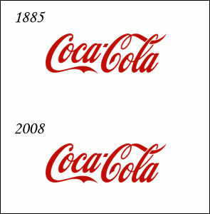 ペプシとコカコーラのロゴの移り変わりを比較した図 Gigazine