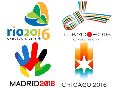 16年のオリンピック候補地となっている4都市の招致ロゴ Gigazine