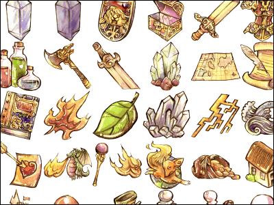 ファンタジーrpgのアイテムっぽくて手書きのアイコンセット Legendora Icon Set Gigazine