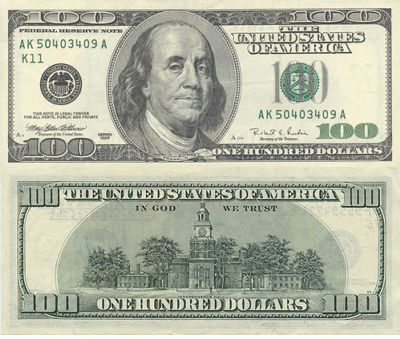 アメリカ 旧100ドル 紙幣-