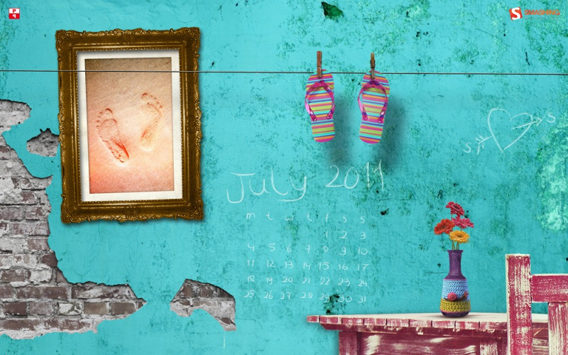 自由な発想でデザインされた2011年7月のカレンダーにもなる22枚の壁紙