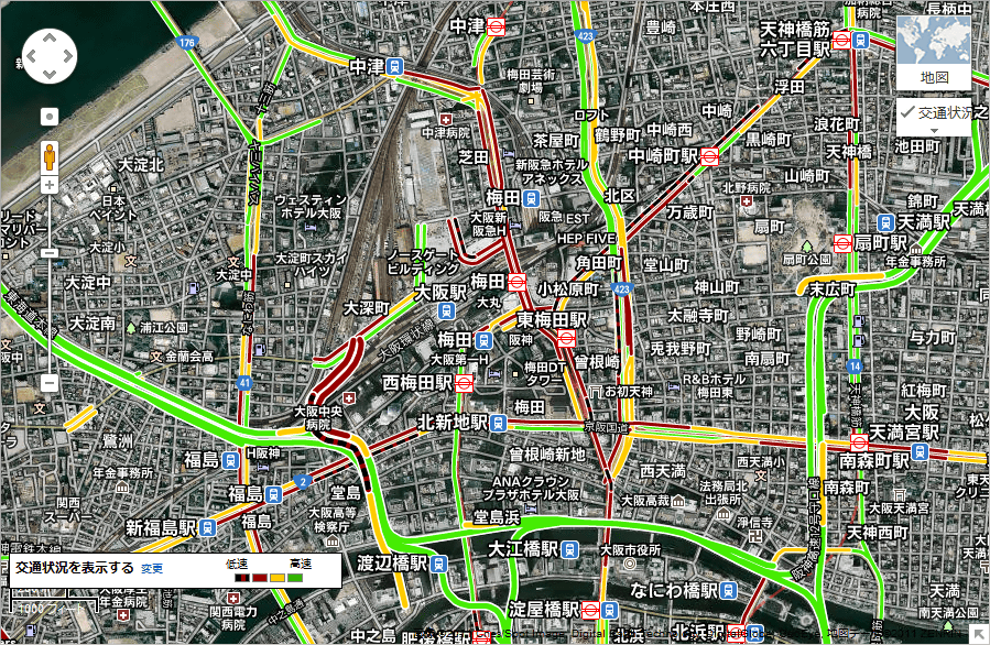 Googleマップでどの道がどれぐらい混んでいるか交通状況の確認が可能に Gigazine