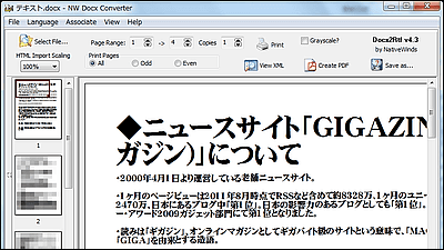 Docx Dotx Sxw Odt からpdf Rtf形式に変換するフリーソフト Nw Docx Converter Gigazine