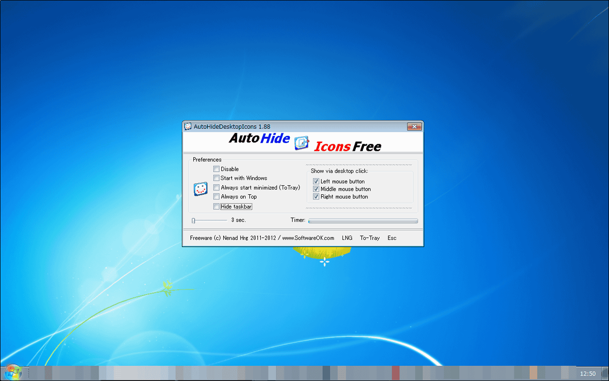 デスクトップのアイコンを指定時間経過後に隠すことができるフリーソフト Autohidedesktopicons Gigazine