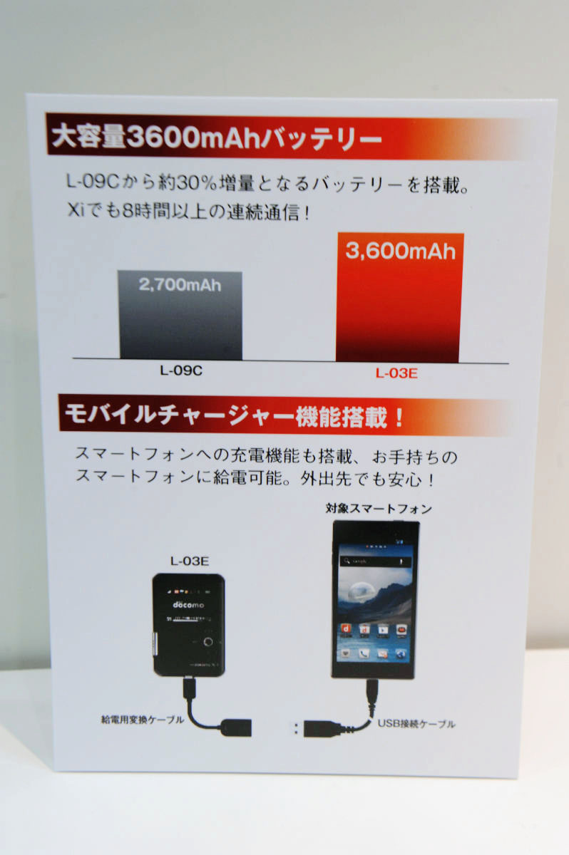 Xi100mbps対応 スマホ充電可能 1 8インチ画面のモバイルwi Fiルーター L 03e はこんな感じ Gigazine