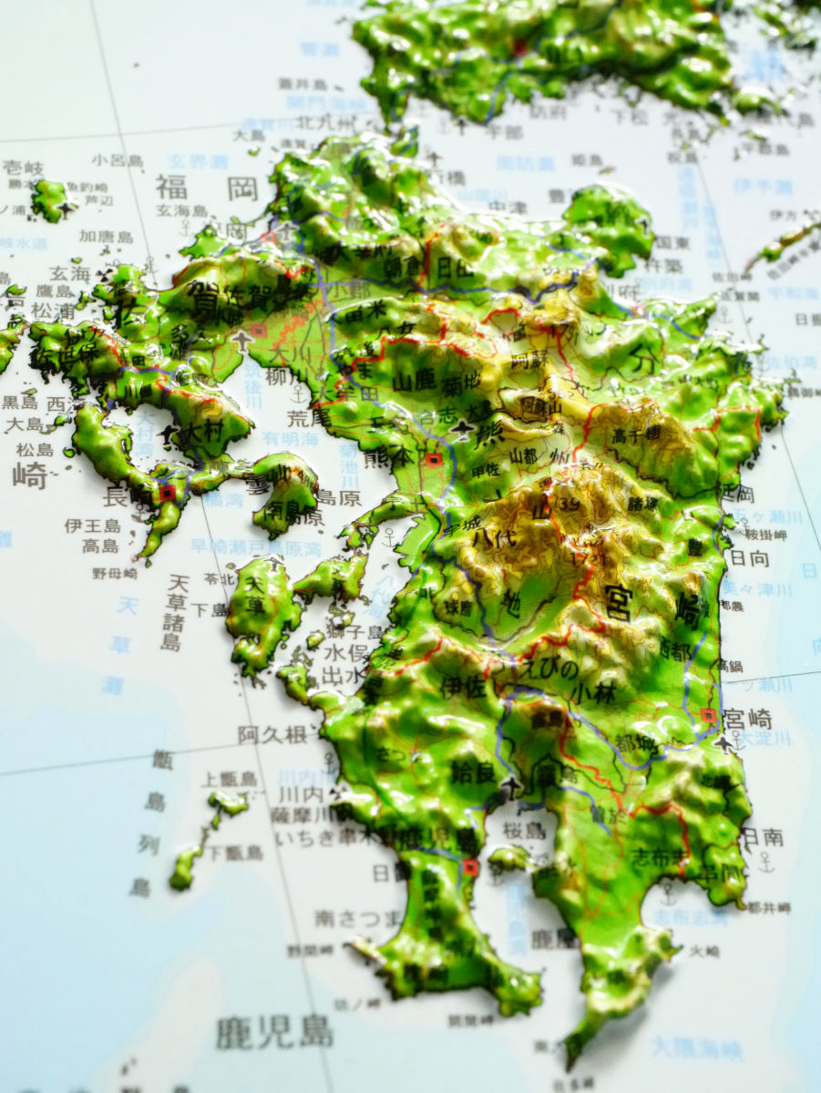 ３Ｄ立体日本地図（全国版）約15万分の1 120cm 各県ごとに分割 - 本