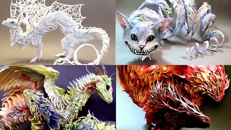ドラゴンや羽の生えたネコなど幻想的な雰囲気の立体造形 Creatures From El Gigazine