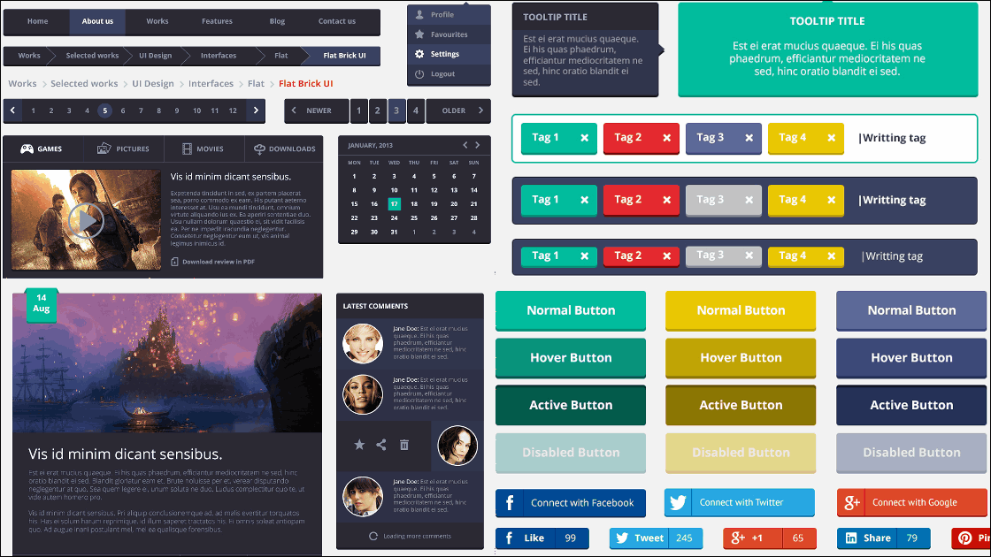 無料で商用利用も可能なフラットデザインuiキット Flat Rounded Square Ui Kit Gigazine