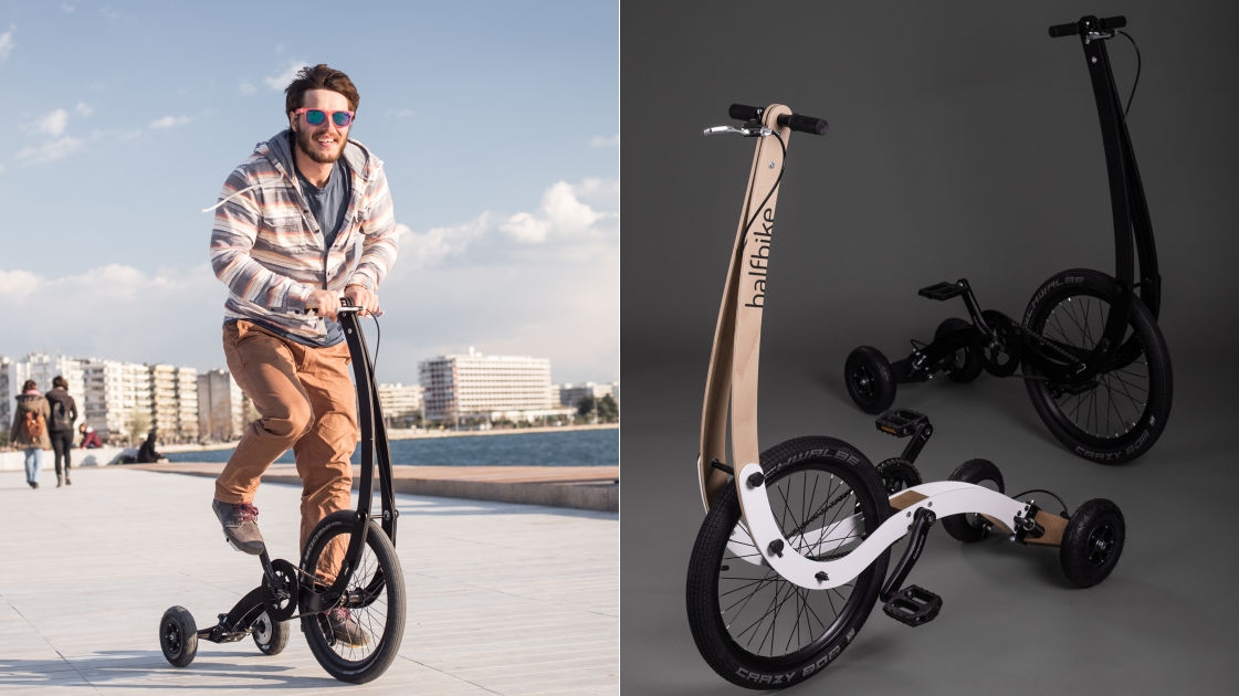 セグウェイっぽい立ちこぎ専用の変わった折りたたみ自転車 Halfbike Ii に新型が登場 Gigazine
