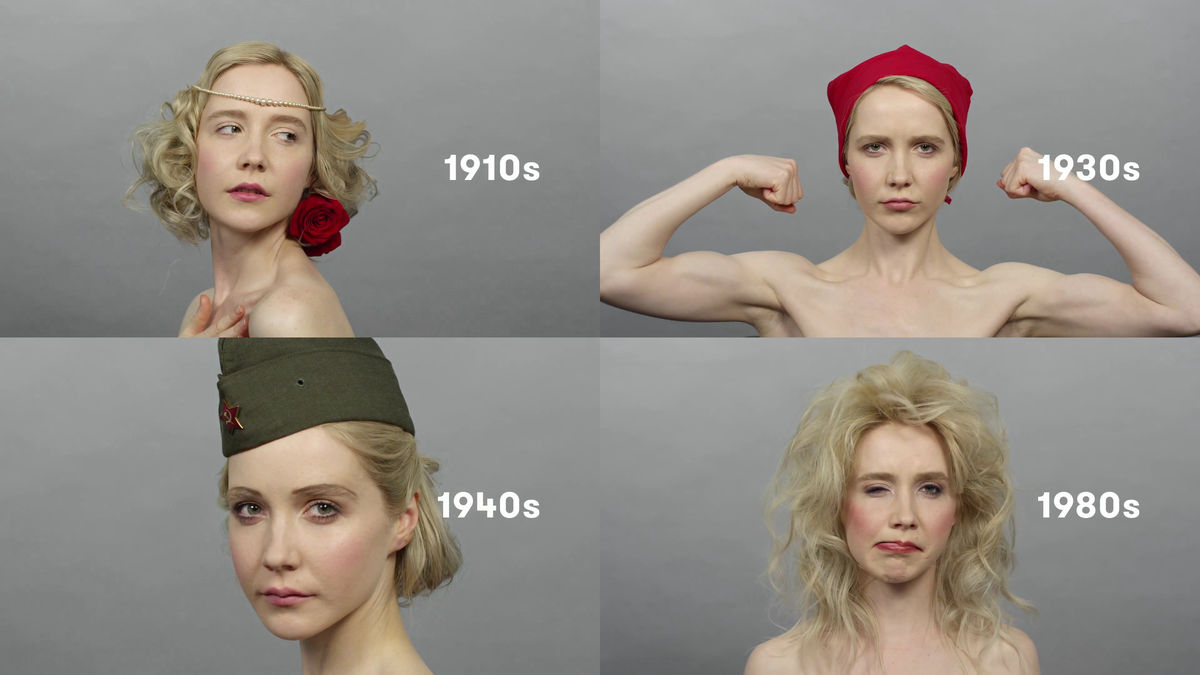 ロシア美女の過去100年間にわたるメイクやヘアスタイルの遷移がわかるムービー Gigazine