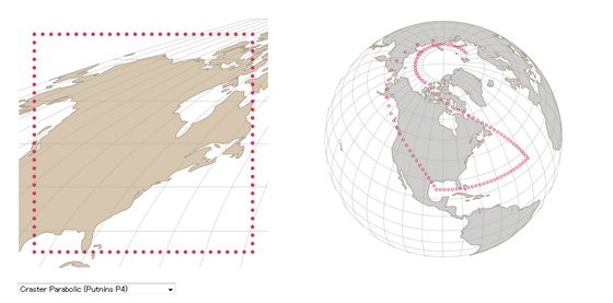 2Dと3Dで地図の投影法によりどれぐらい歪むか体験できる「visualizing map distortion」