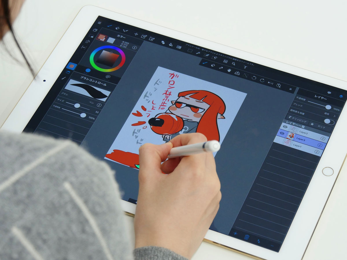 You can see the illustration drawing on iPad Pro using Apple Pencil in the ...