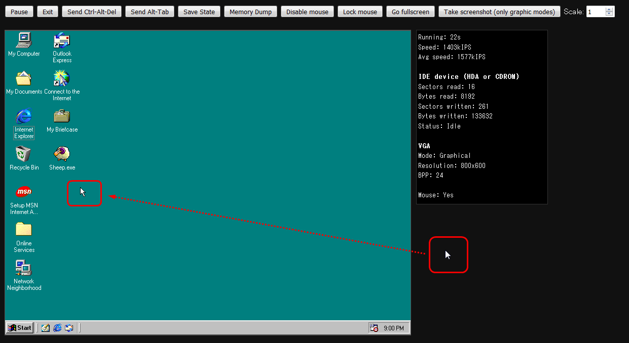 Win98 デスクトップ ☆FDD・シリアル・LAN・USBメモリ ☆動作良好 