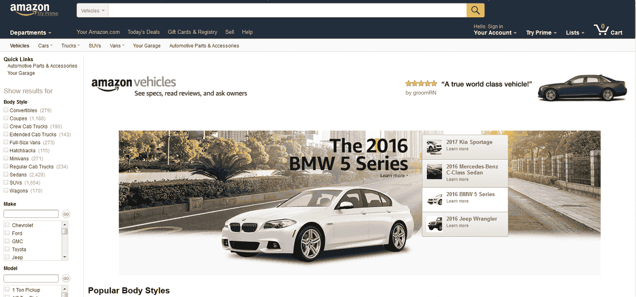 Amazonが高画質な写真 スペック オーナーの意見などあらゆる自動車情報を盛り込んだ自動車検索サービス Amazon Vehicles をリリース Gigazine