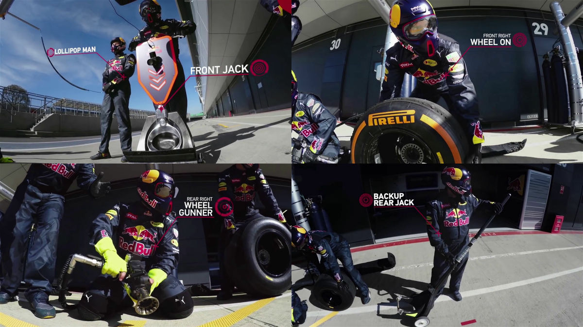 F1「レッドブル・レーシングチーム」のタイヤ交換作業をメカニック視点 