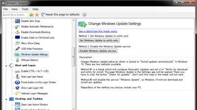 Windows7 8 10で普通は変更しにくい Windows Updateのオン オフ や 新規作成の編集 など各種設定をいじくりまくれる Winaero Tweaker Gigazine