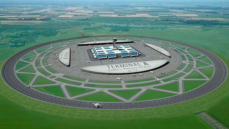 周囲360度をぐるりと滑走路が取り囲む50年の空港の姿 Endless Runway Gigazine