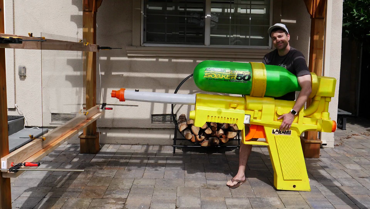 Former NASA engineer made a super gigantic water gun that can make two wate...