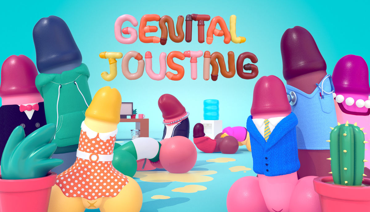 The multi-game 'Genital Jousting', in which colorful male genital...