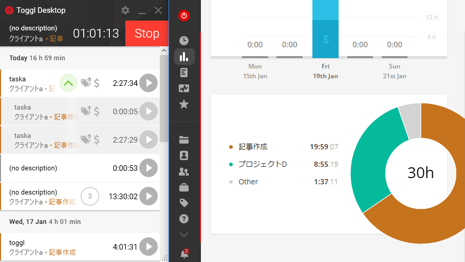 タスクにかかった時間をすべて記録 集計 可視化して効率的な時間管理ができる超絶多機能な Toggl を使ってみた Gigazine