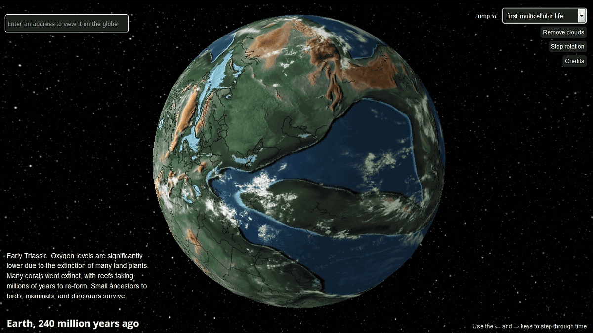 これまでの地球の姿を年代別に変化させて見ることができるサイト Ancient Earth Globe Gigazine