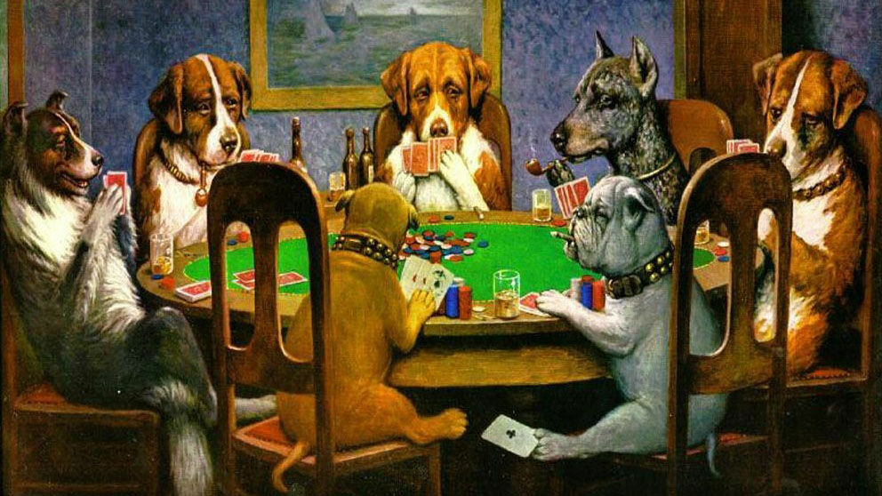 1世紀以上もアメリカ人に愛され続ける絵画 ポーカーをする犬 とは Gigazine