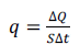 q=ΔQ/SΔt