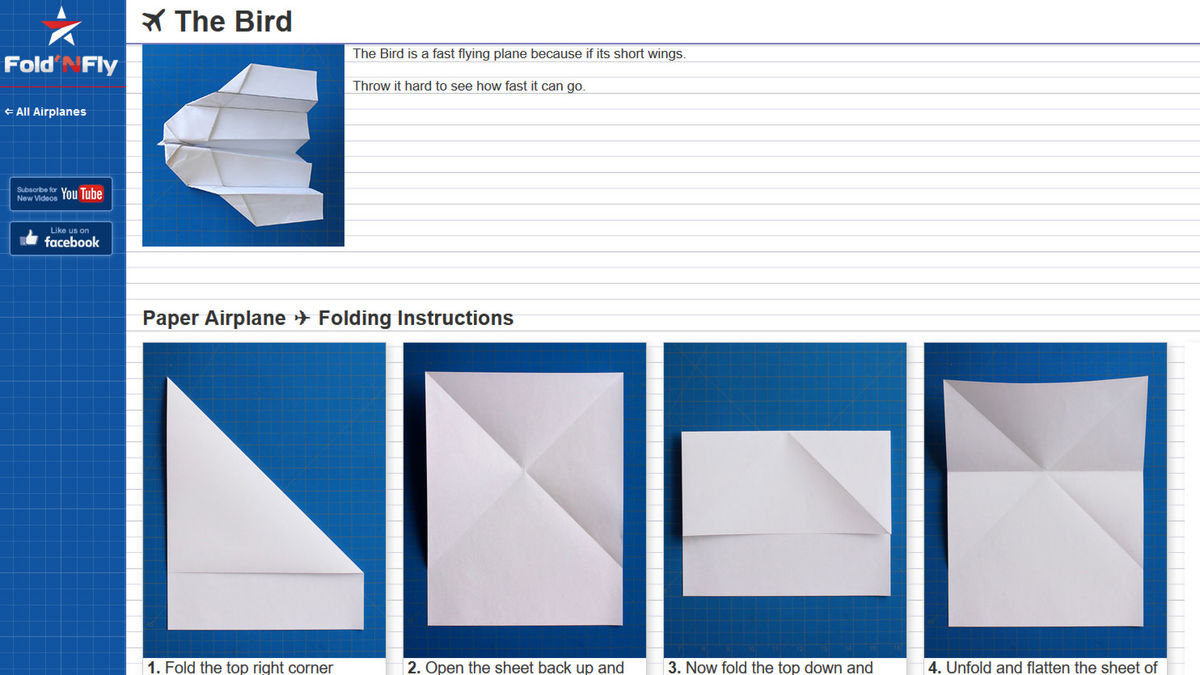 さまざまな紙飛行機の折り方を写真やムービーで解説してくれる Fold N Fly Gigazine